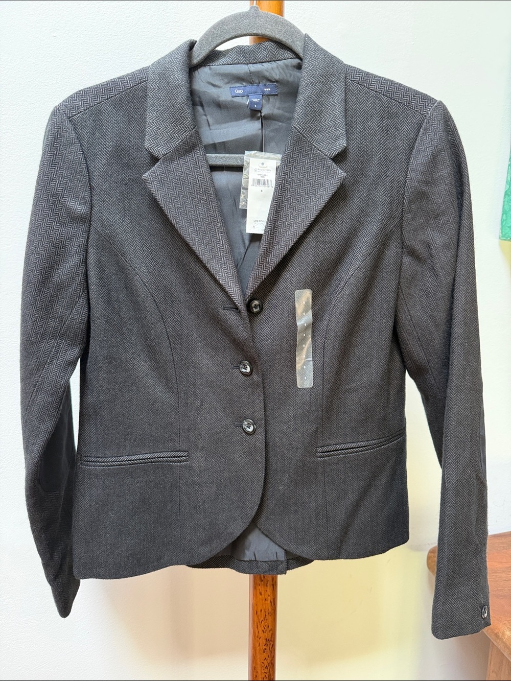 GAP Women's Charcoal Herringbone Blazer 6 New